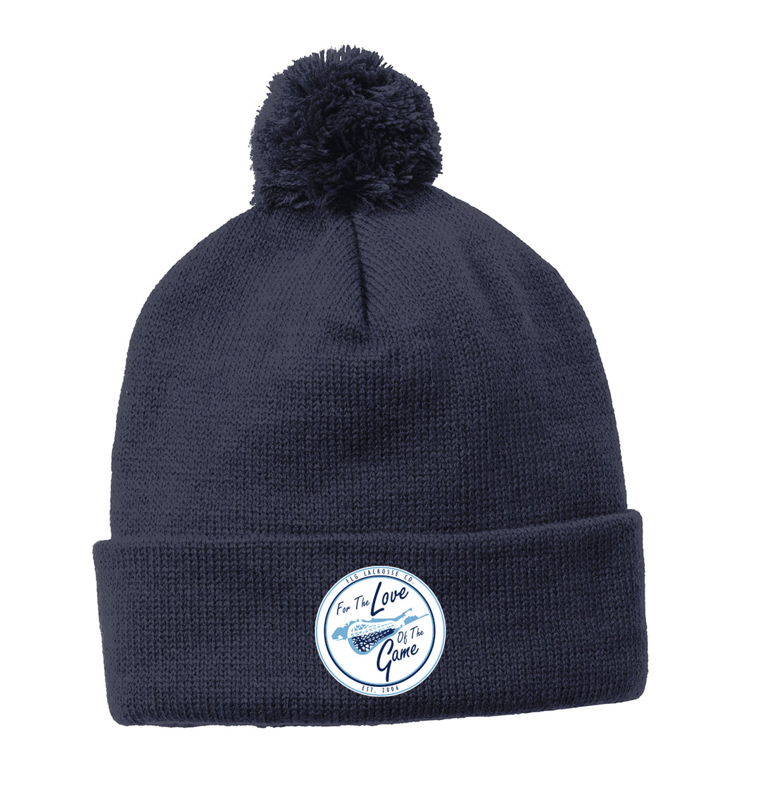 FLG Lacrosse shield Game Embroidered Pom Pom Knit Cap