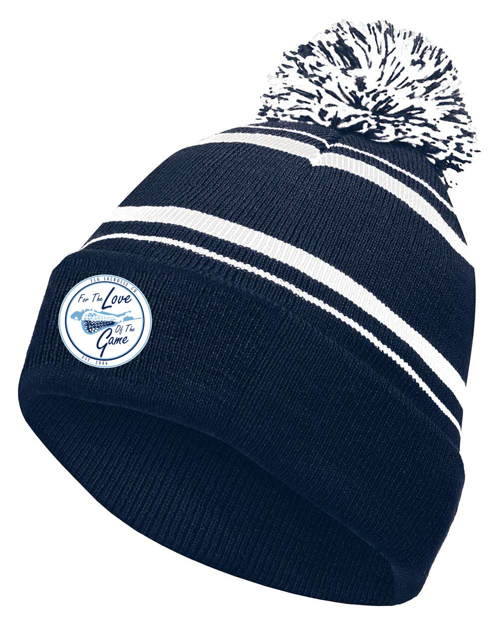 FLG Lacrosse shield Embroidered Pom Pom Knit Cap
