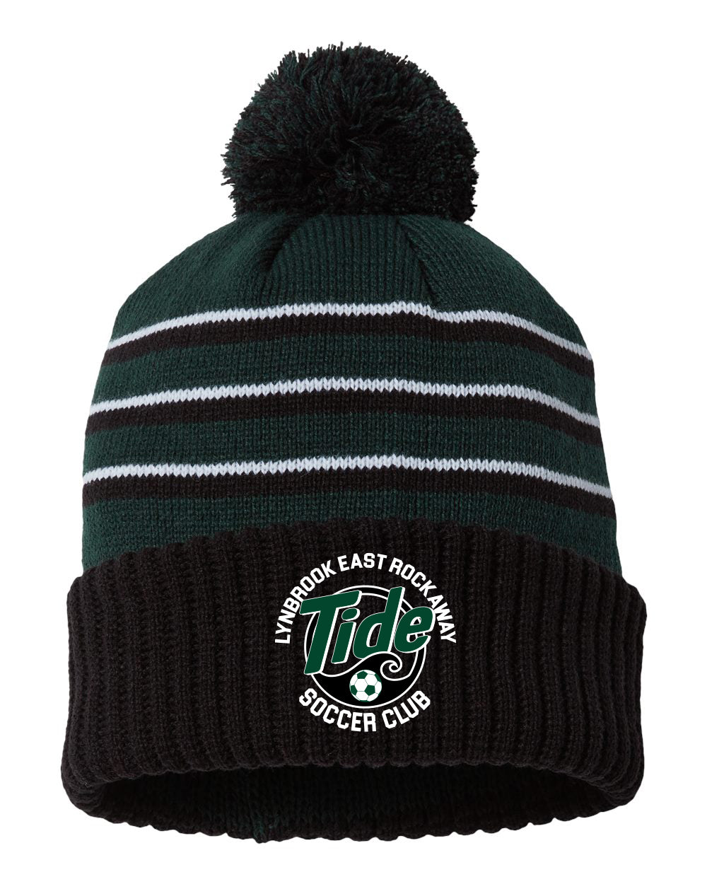 Lynbrook East Rockaway Soccer embroidered pom pom beenie