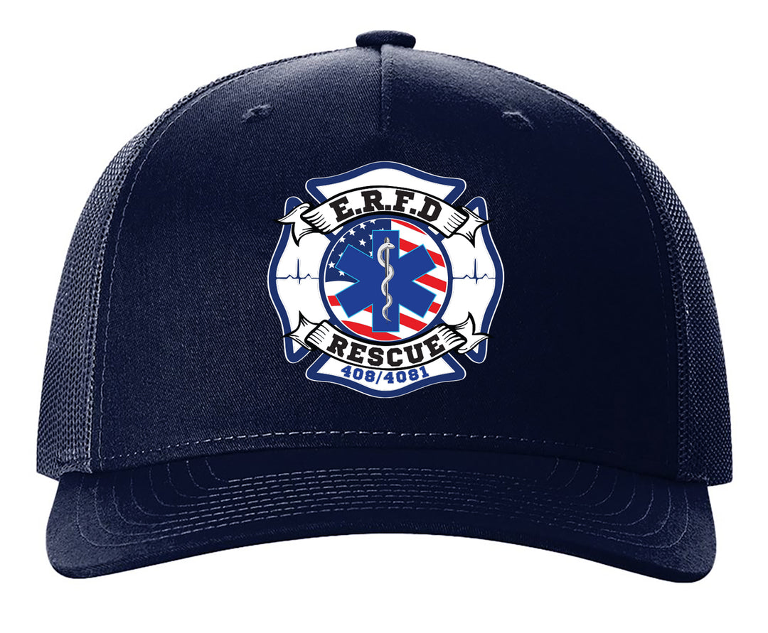 E.R.F.D. RESCUE EMBROIDERED TRUCKER HAT