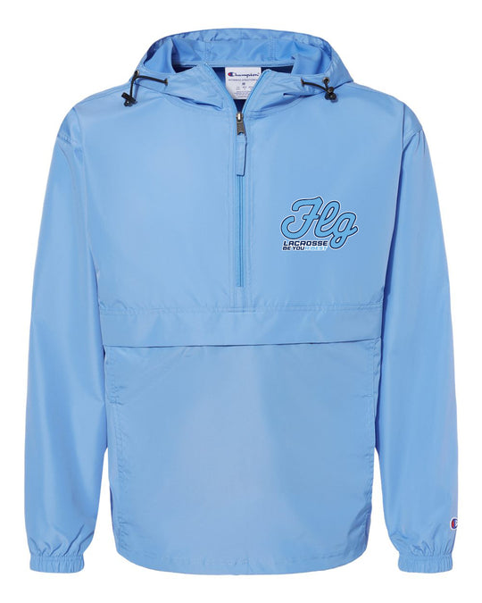 FLG Lacrosse Script Embroidered Champion® Adult Packable Anorak Quarter-Zip Windbreaker