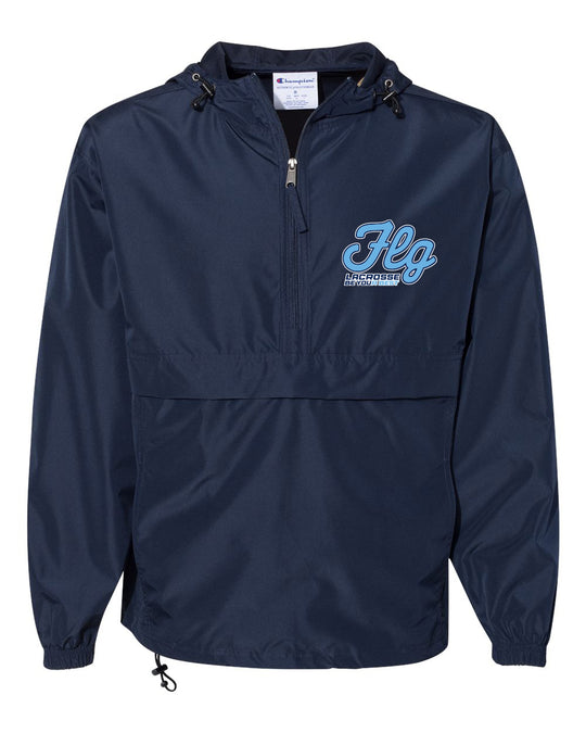 FLG Lacrosse Script Embroidered Champion® Adult Packable Anorak Quarter-Zip Windbreaker