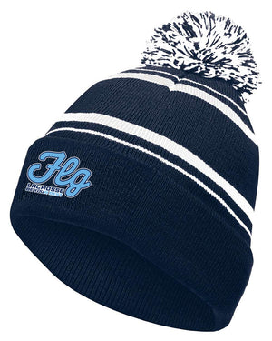 FLG Lacrosse script Embroidered Pom Pom Knit Cap