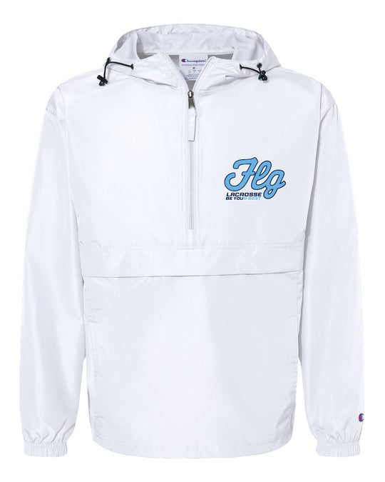 FLG Lacrosse Script Embroidered Champion® Adult Packable Anorak Quarter-Zip Windbreaker