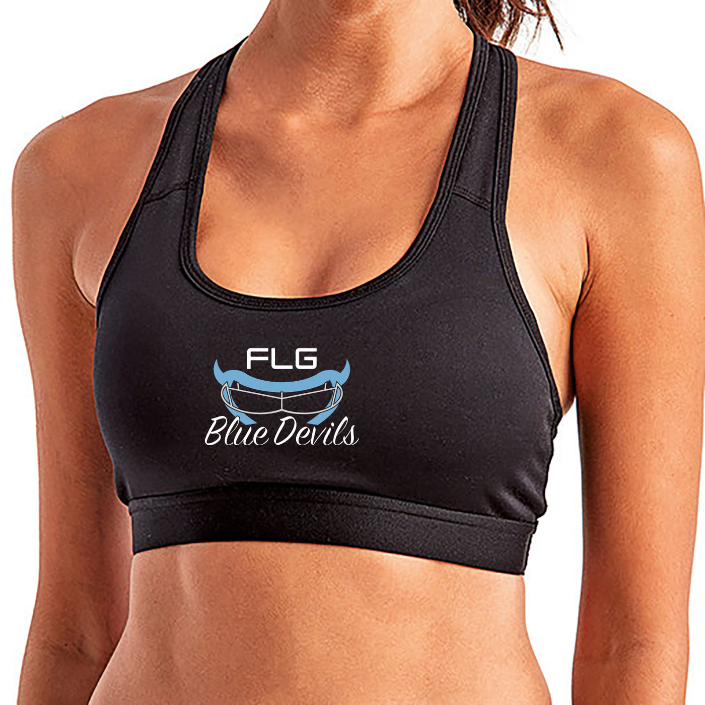 FLG LACROSSE BLUE DEVILS Medium Impact Sports Bra