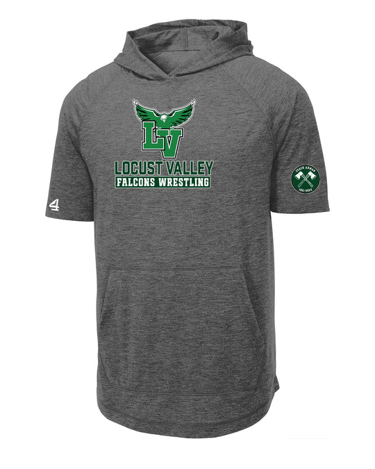 Locust Valley Falcons Wrestling  Axman Short Sleeve Triblend Hoodie