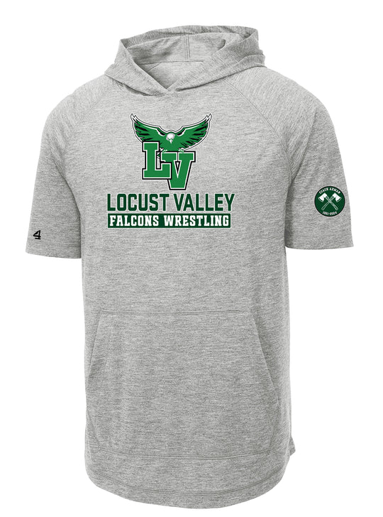 Locust Valley Falcons Wrestling  Axman Short Sleeve Triblend Hoodie