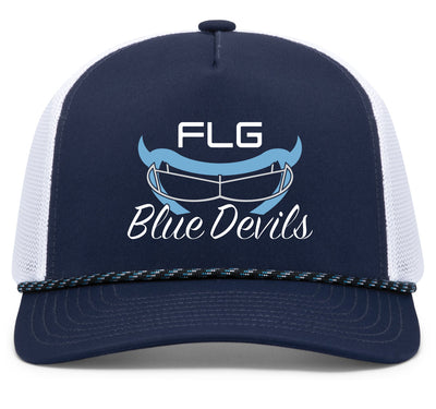 FLG LACROSSE BLUE DEVILS Embroidered Trucker Hat with Rope