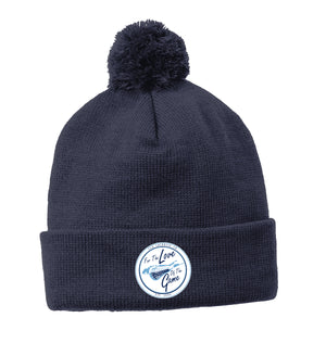 FLG Lacrosse shield Game Embroidered Pom Pom Knit Cap