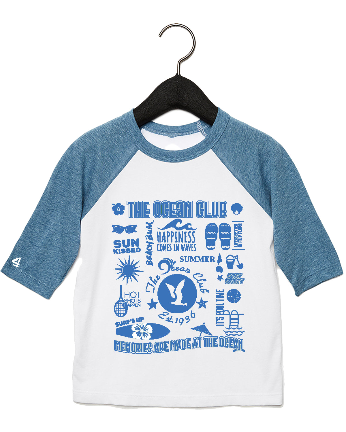 The Ocean Club Toddler Three-Quarter Raglan shirt