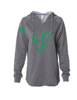 WHIMSICAL SHAMROCK WOMEN'S WASHED HOODED PULLOVER