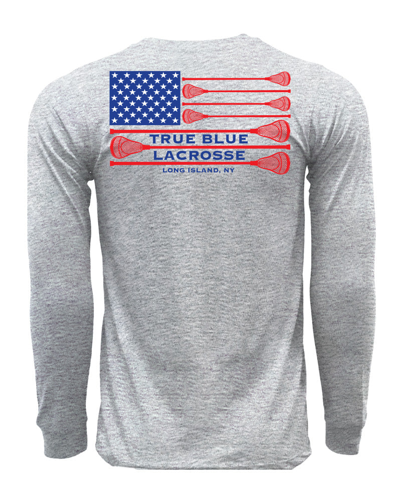 TRUE BLUE Lacrosse Patriotic  Long Sleeve Cotton Tee