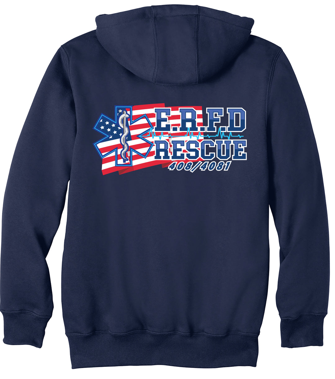 E.R.F.D. RESCUE EMBROIDERED  Carhartt® Rain Defender® Paxton Heavyweight Hooded Zip-Front Sweatshirt