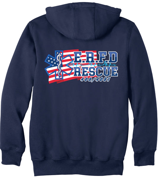 E.R.F.D. RESCUE EMBROIDERED  Carhartt® Rain Defender® Paxton Heavyweight Hooded Zip-Front Sweatshirt
