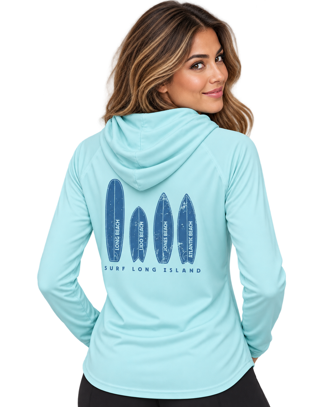 Long Island Beaches UPF 50+ Women's Hoodie with Thumbhole