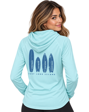 Long Island Beaches UPF 50+ Women's Hoodie with Thumbhole