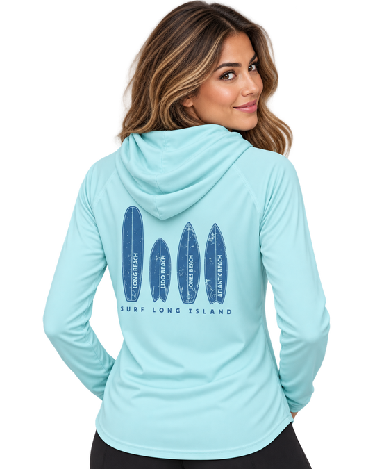 Long Island Beaches UPF 50+ Women's Hoodie with Thumbhole