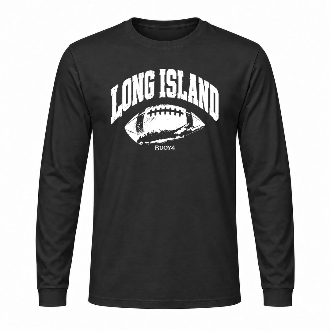 LONG ISLAND NY MAP FOOTBALL LONG SLEEVE GRAPHIC TEE