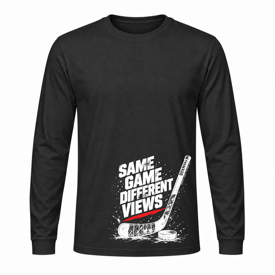 SAME GAME DIFFERENT VIEW HOCKEY LONG SLEEVE GRAPHIC TEE