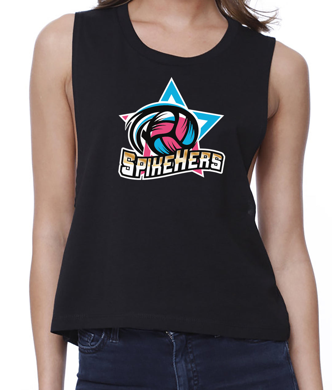 Spikehers Volleyball  Muscle Crop Shirt
