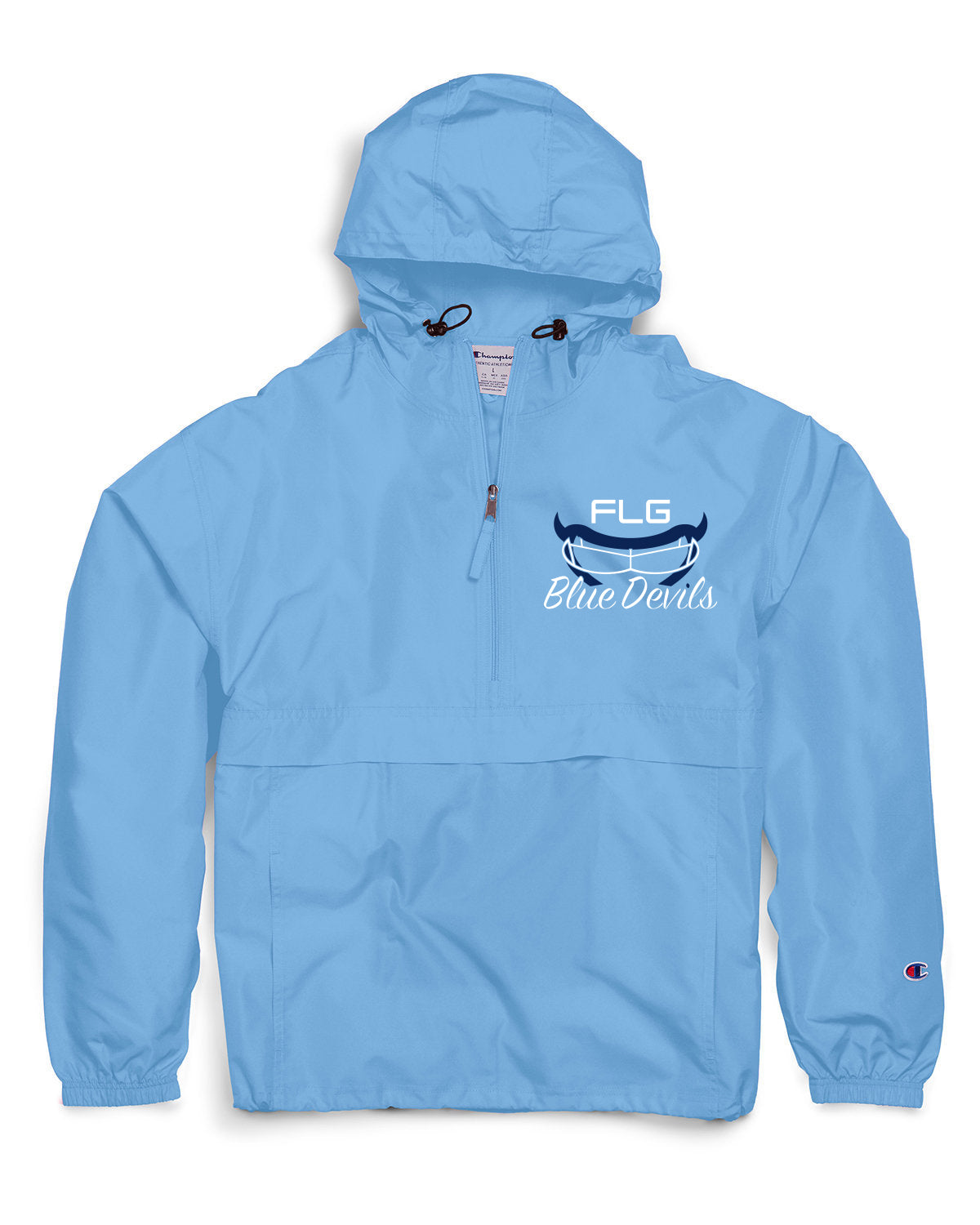 FLG LACROSSE BLUE DEVILS Embroidered Champion® Adult Packable Anorak Quarter-Zip Windbreaker