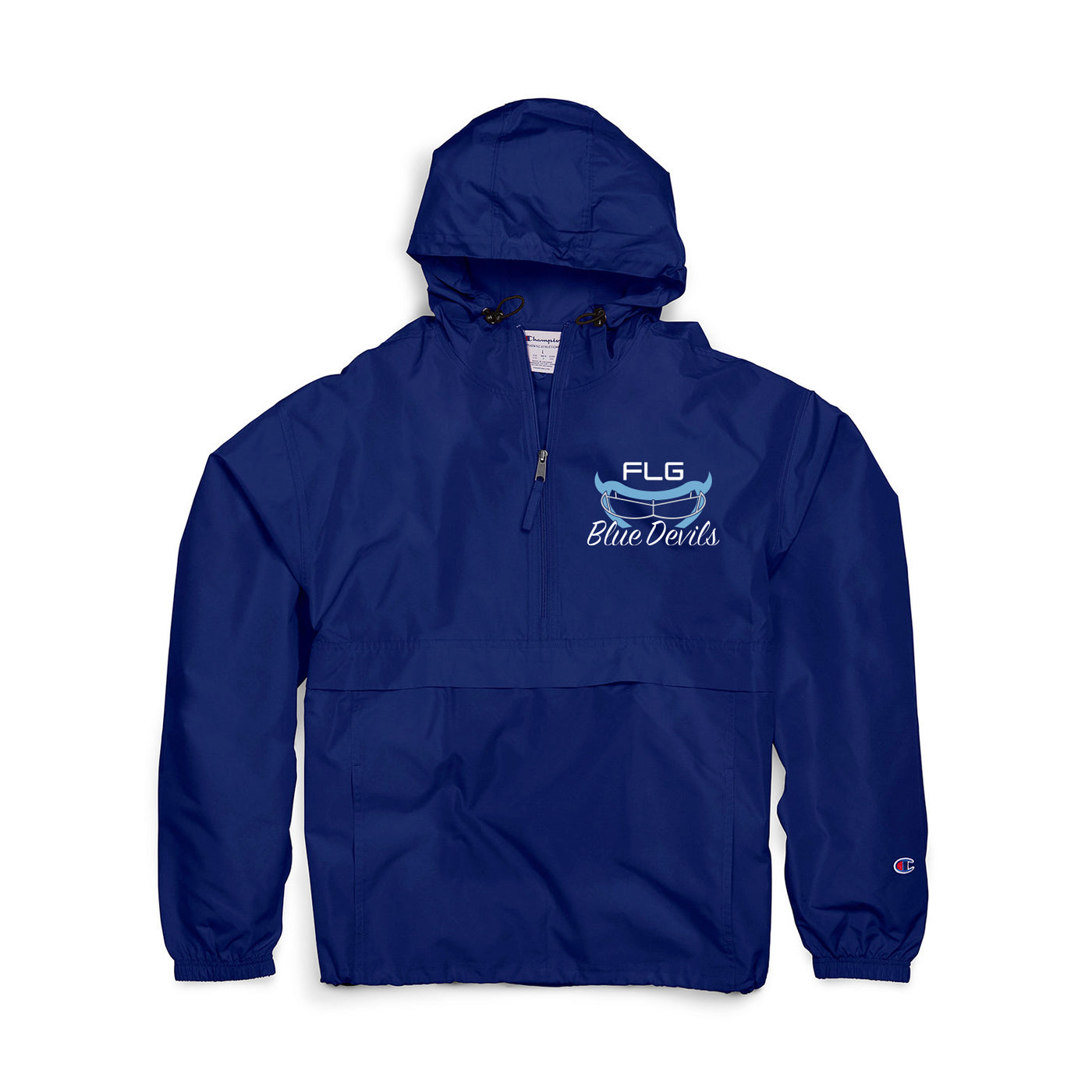 FLG LACROSSE BLUE DEVILS Embroidered Champion® Adult Packable Anorak Quarter-Zip Windbreaker