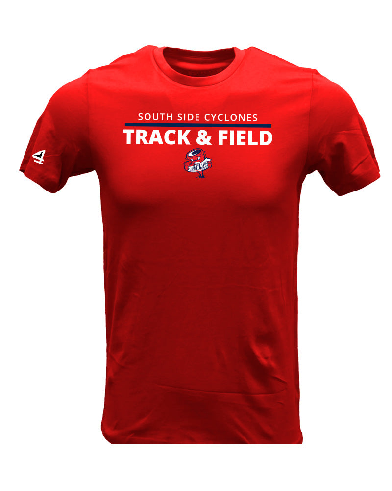 CYCLONES TRACK & FIELD Short Sleeve Red Cotton Tee