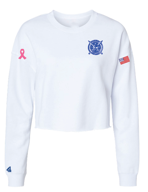 LB Gladiators Wrestling Breast Cancer Awareness Ladies Cropped Crewneck