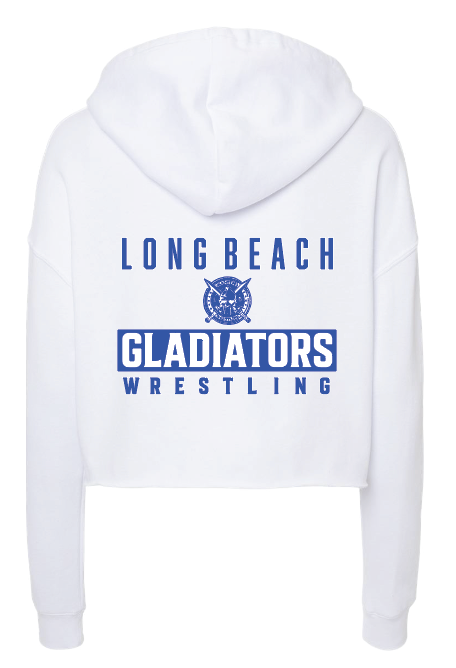 LB Gladiators Wrestling Breast Cancer Awareness Ladies Cropped Hoodie