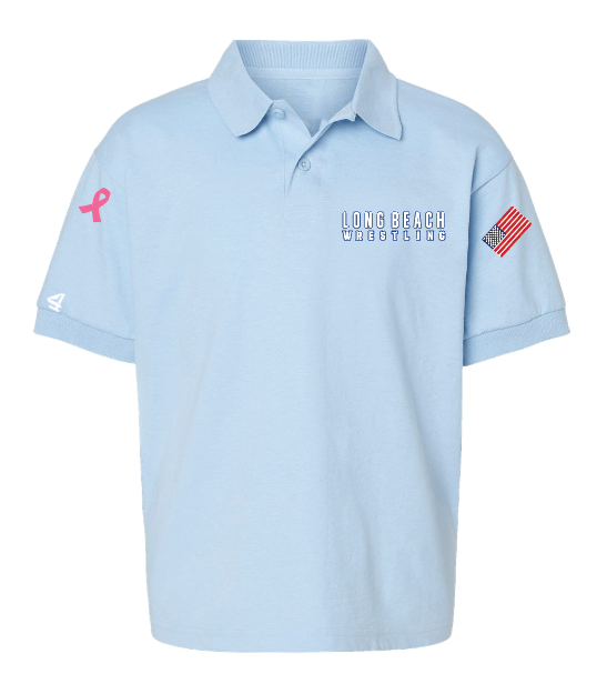 LB Gladiators Wrestling Cancer Awareness Embroidered and printed Youth and Adult Polos