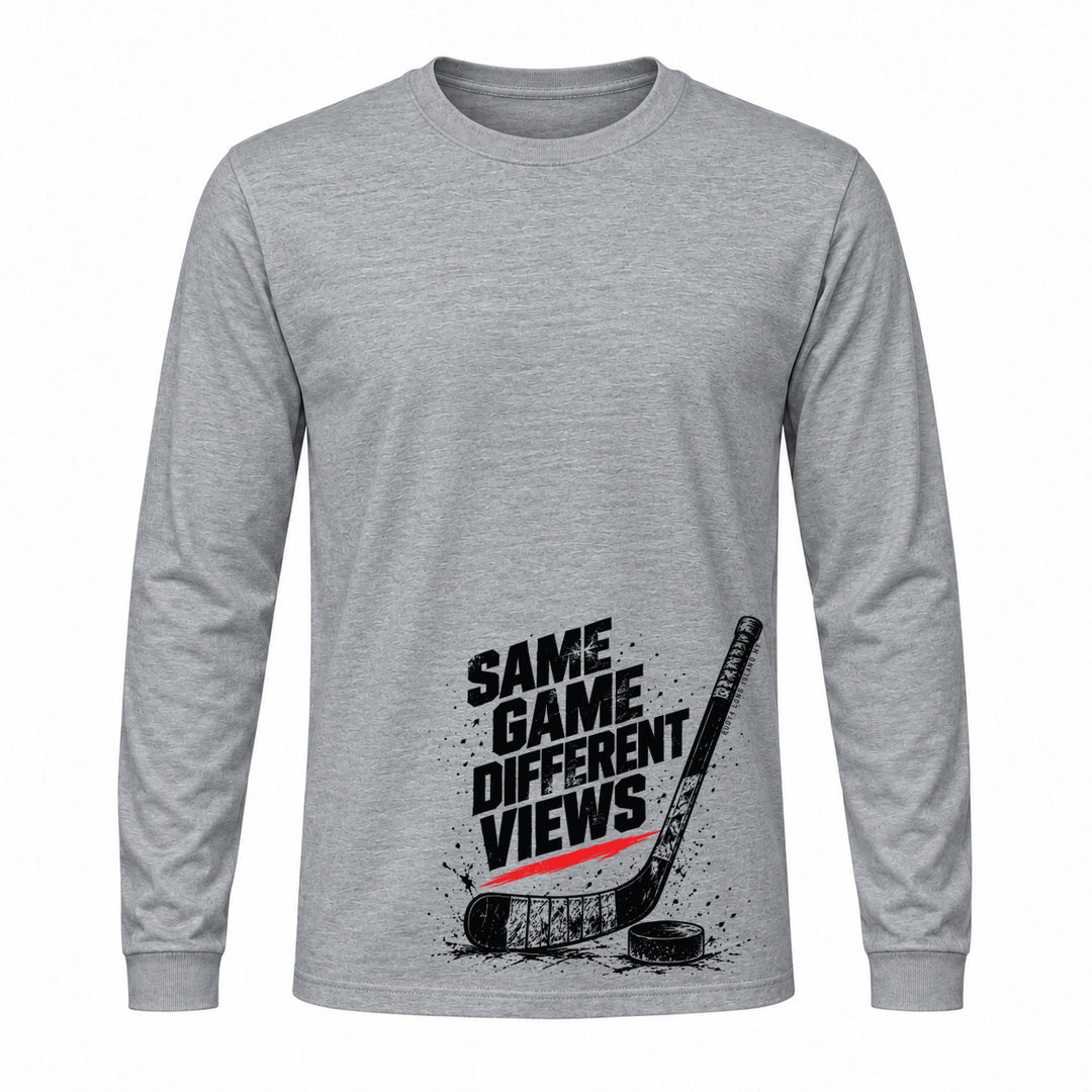 SAME GAME DIFFERENT VIEW HOCKEY LONG SLEEVE GRAPHIC TEE
