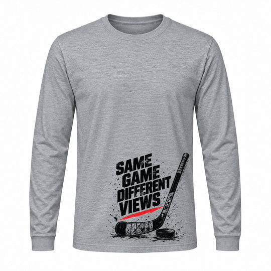 SAME GAME DIFFERENT VIEW HOCKEY LONG SLEEVE GRAPHIC TEE
