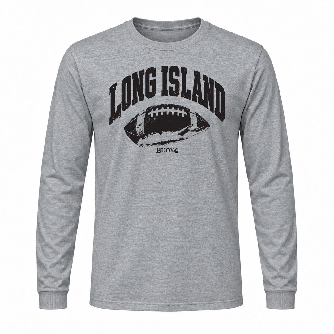 LONG ISLAND NY MAP FOOTBALL LONG SLEEVE GRAPHIC TEE