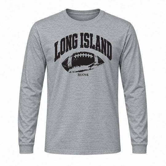 LONG ISLAND NY MAP FOOTBALL LONG SLEEVE GRAPHIC TEE