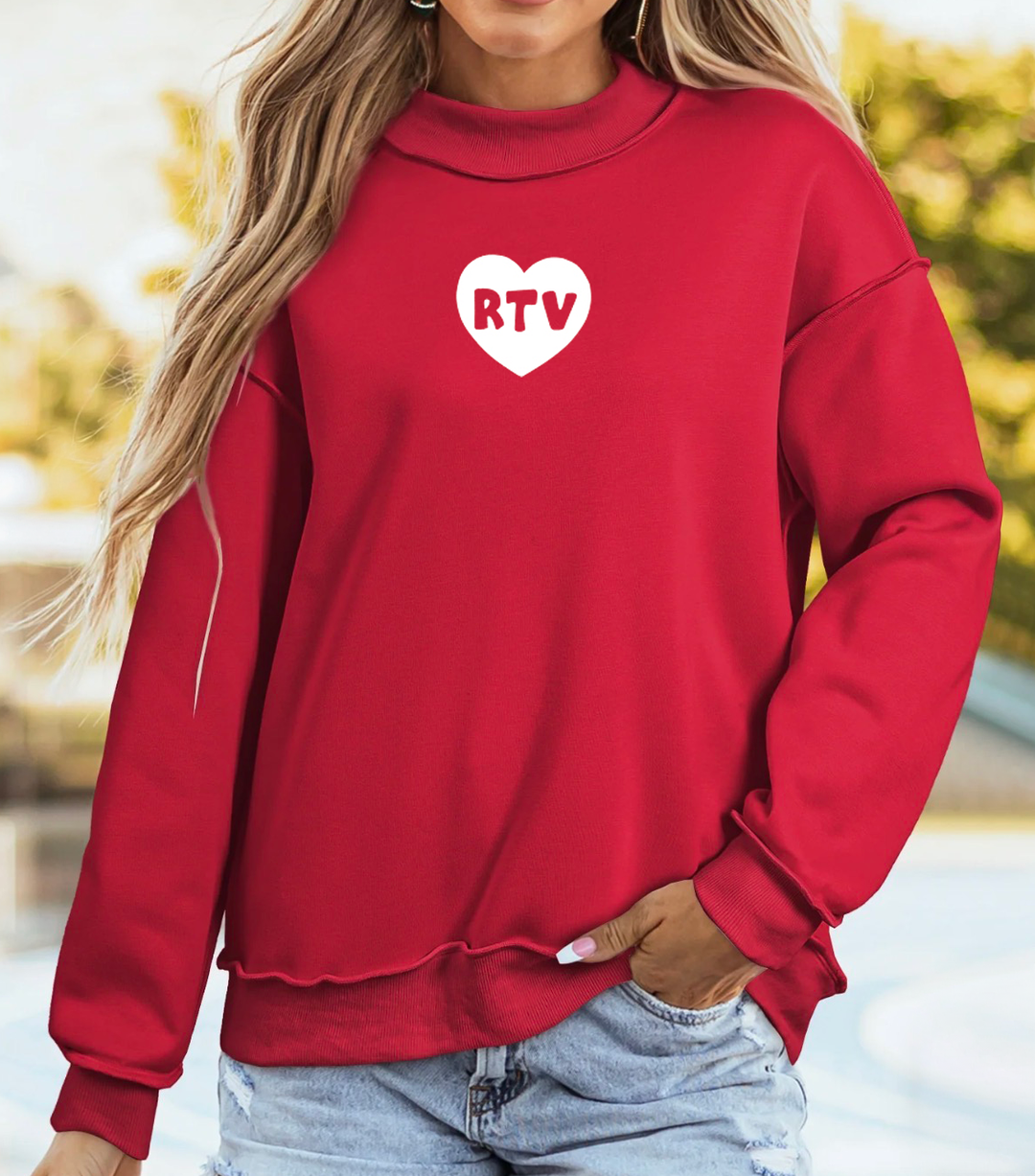 SSHS Red and Blue Heart Oversized Mock Neck Sweatshirt (RESTOCKING SOON!)