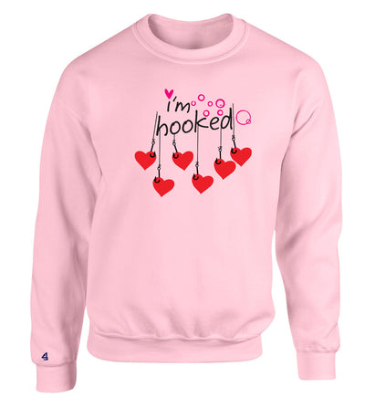 Buoy4 V Day Im Hooked Crewneck Sweatshirts