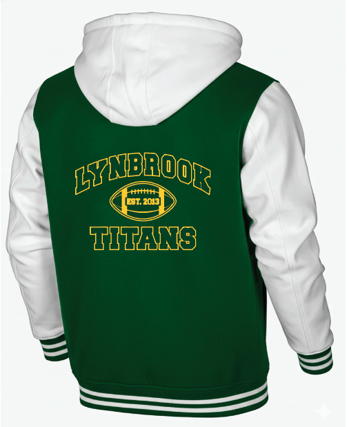LYNBROOK TITANS FOOTBALL AND CHEER  Printed and Embroidered Letterman Varsity Jacket