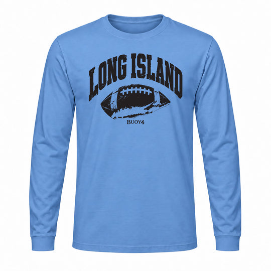 LONG ISLAND NY MAP FOOTBALL LONG SLEEVE GRAPHIC TEE