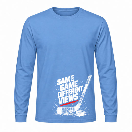 SAME GAME DIFFERENT VIEW HOCKEY LONG SLEEVE GRAPHIC TEE