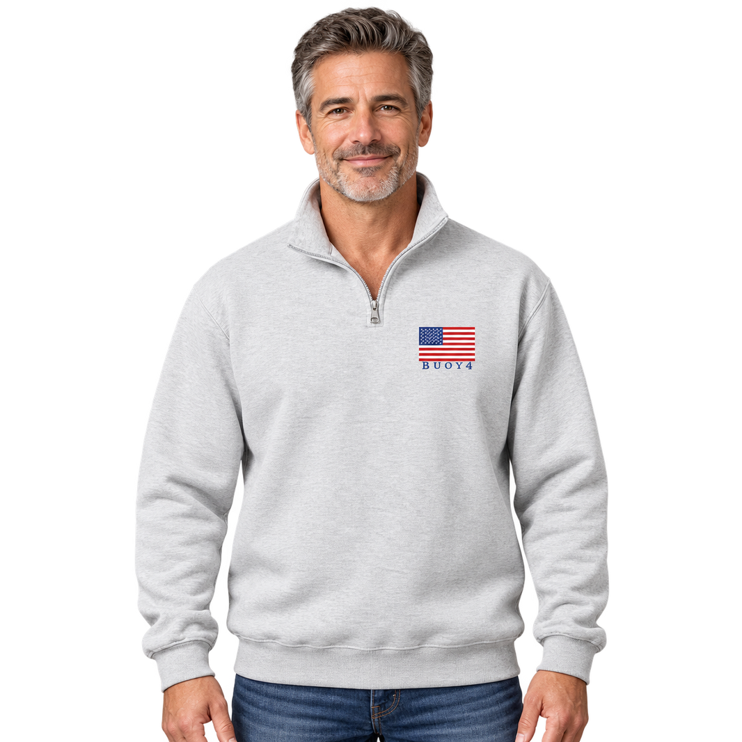 Buoy4 flag MENS Printed 1/4-Zip Cadet Collar Sweatshirt