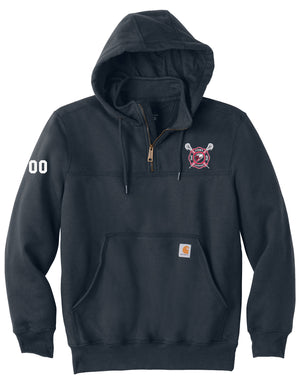 FDNY LAX Embroidered Heavyweight Hooded Zip Mock Sweatshirt