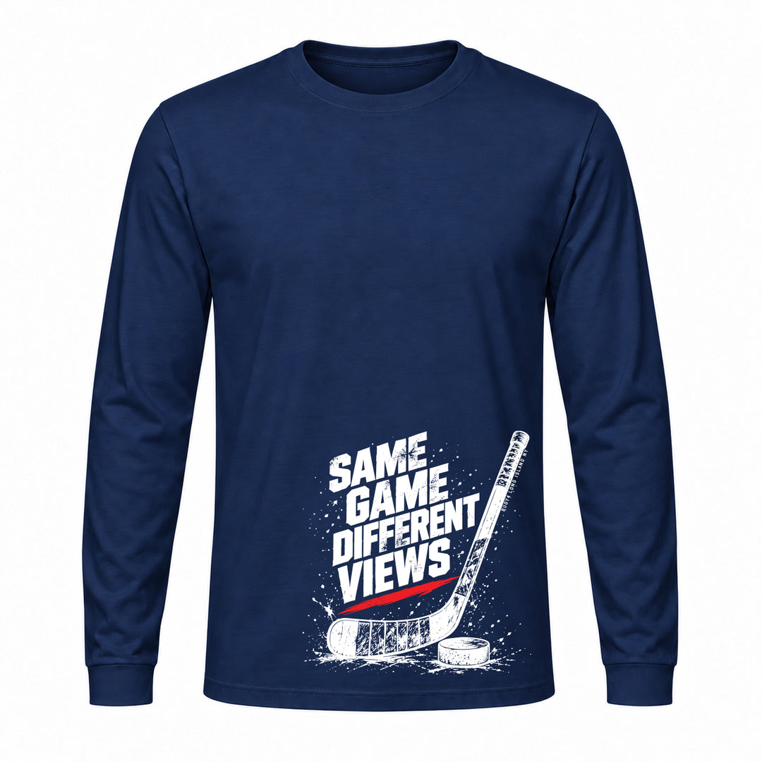 SAME GAME DIFFERENT VIEW HOCKEY LONG SLEEVE GRAPHIC TEE