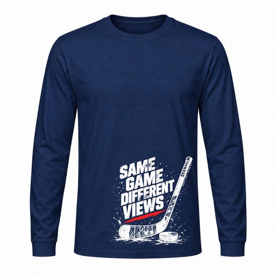 SAME GAME DIFFERENT VIEW HOCKEY LONG SLEEVE GRAPHIC TEE