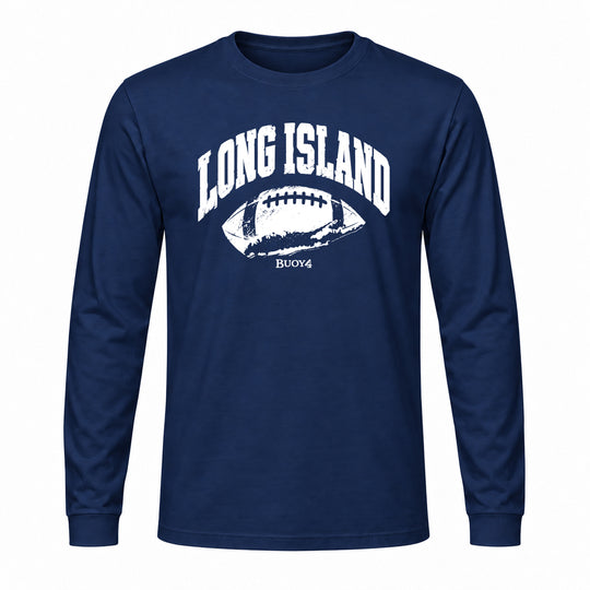 LONG ISLAND NY MAP FOOTBALL LONG SLEEVE GRAPHIC TEE
