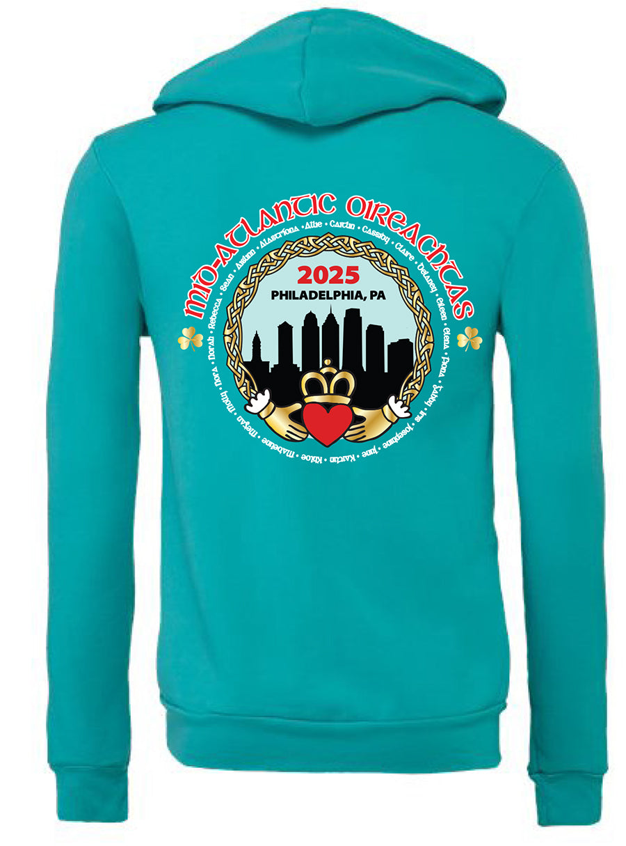 Mid-Atlantic Oireachtas Teal Adult Size only Full Zip Hoodie