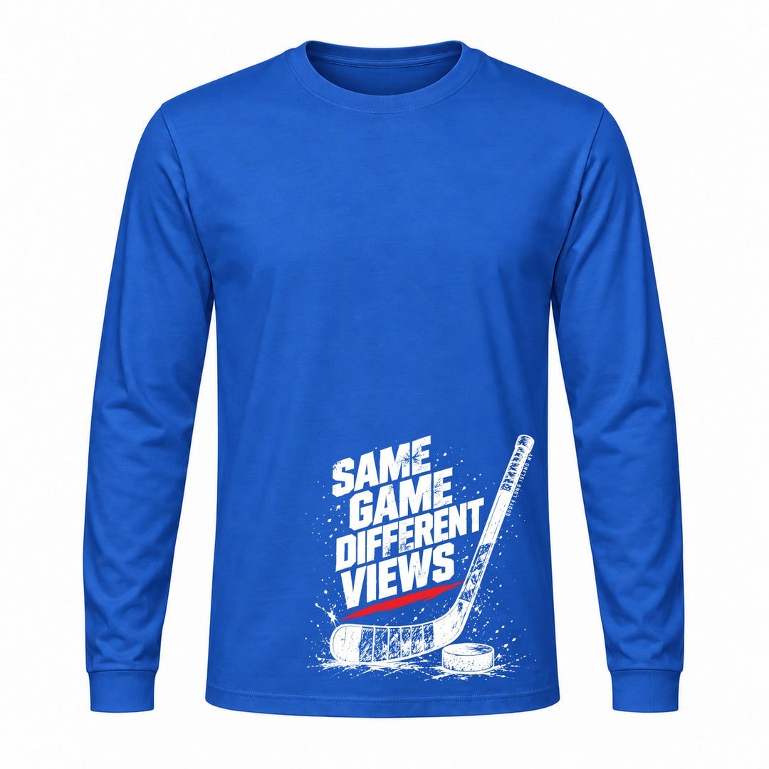 SAME GAME DIFFERENT VIEW HOCKEY LONG SLEEVE GRAPHIC TEE