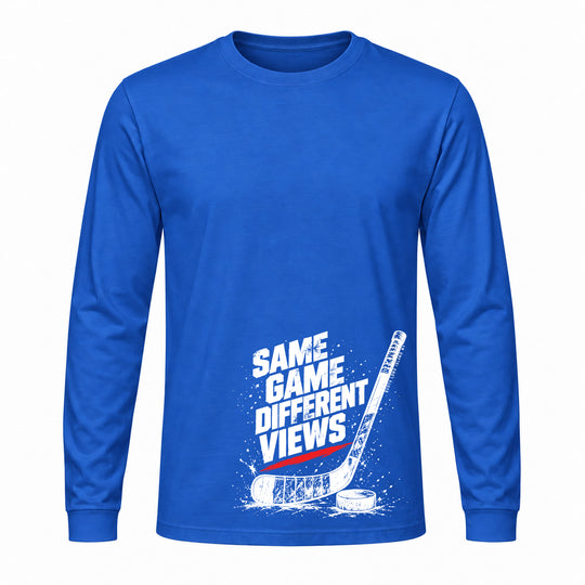 SAME GAME DIFFERENT VIEW HOCKEY LONG SLEEVE GRAPHIC TEE