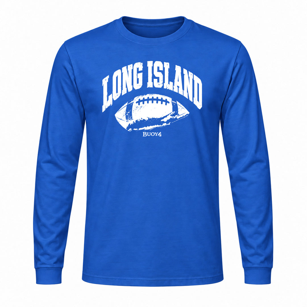 LONG ISLAND NY MAP FOOTBALL LONG SLEEVE GRAPHIC TEE
