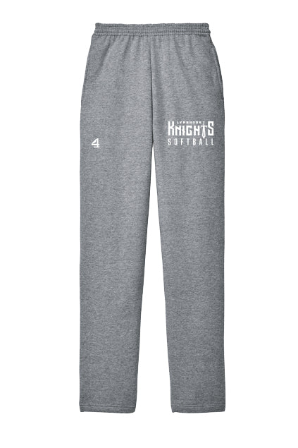 Lynbrook Knights Softball Logo Open Bottom Sweatpants