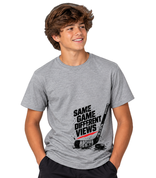 SAME GAME DIFFERENT VIEW HOCKEY GRAPHIC TEE